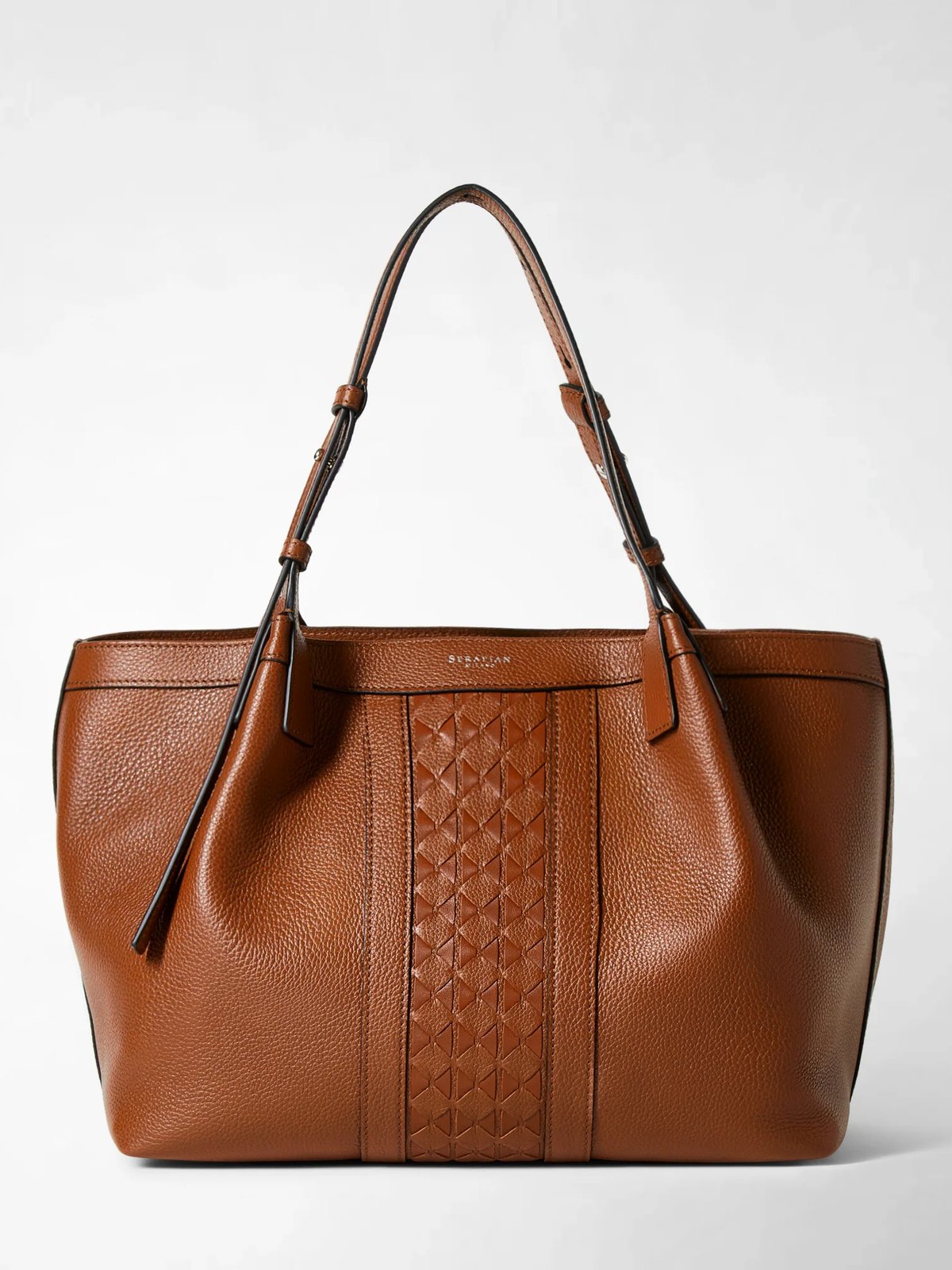 Serapian tote in cognac leather, still life